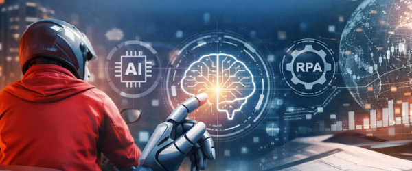 Digital representation of AI and RPA technology used in Delivery Hero’s treasury transformation featured at EuroFinance 2026.