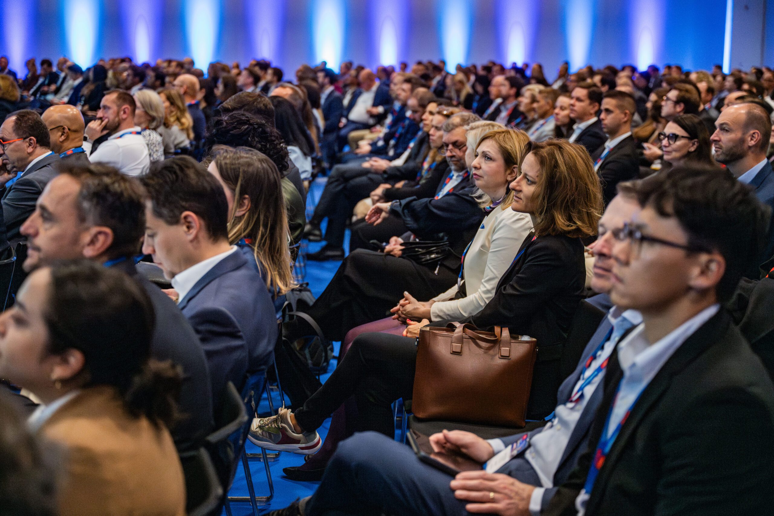 A wide-angle shot of a packed audience during a thought leadership session at EuroFinance 2026 in Barcelona.