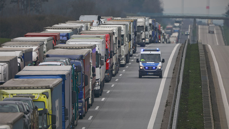 Queue of lorries